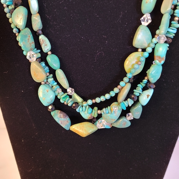 Silpada Turquoise Beaded Stranded Choker Necklace Silver - Picture 4 of 9